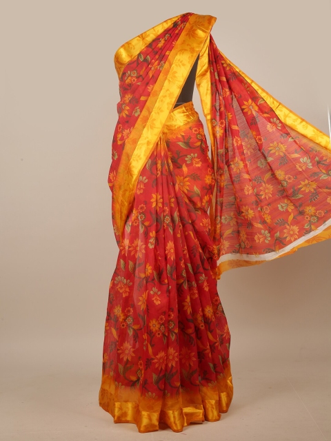 

Pothys Red & Green Floral Printed Cotton Blend Saree