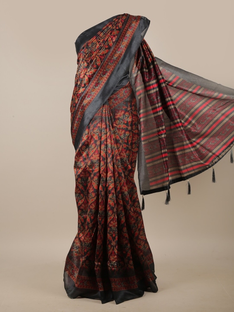 

Pothys Grey & Red Floral Printed Cotton Blend Saree