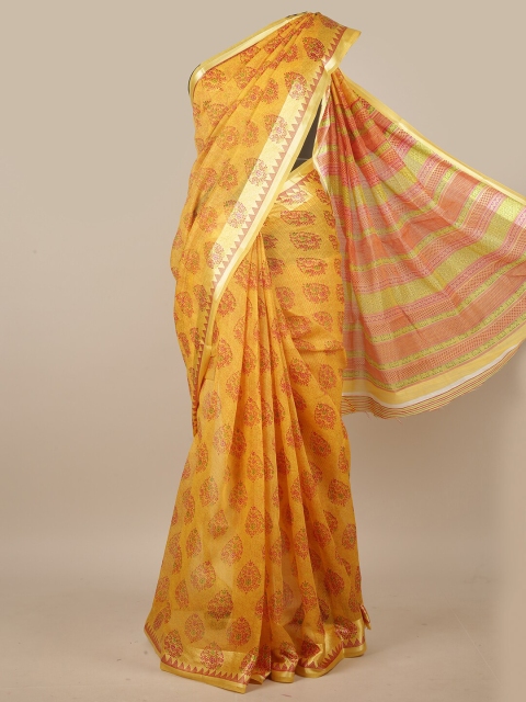 

Pothys Yellow & Red Floral Printed Cotton Blend Saree