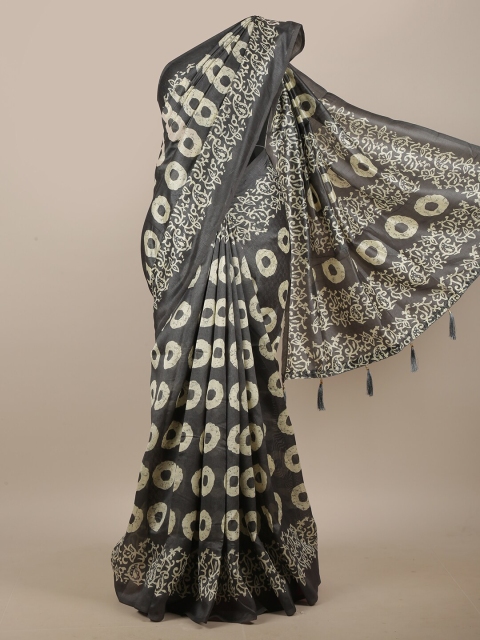 

Pothys Grey & White Ethnic Motifs Printed Cotton Blend Saree