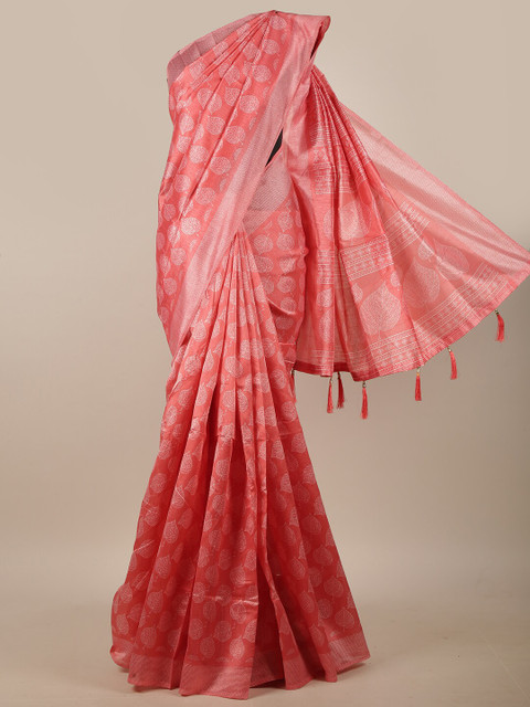 

Pothys Pink & Off White Floral Printed Cotton Blend Saree