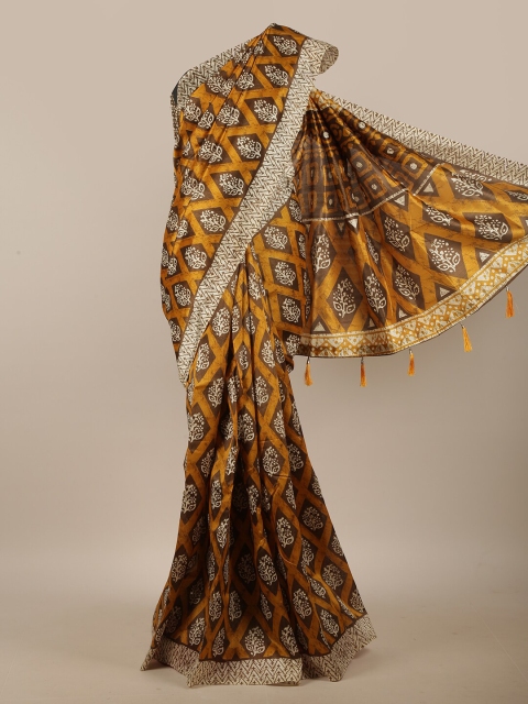 

Pothys Mustard & Beige Floral Saree
