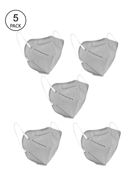 

OOMPH Unisex Pack Of 5 Grey Solid 5-Ply Reusable Anti-Pollution KN95 Face Masks