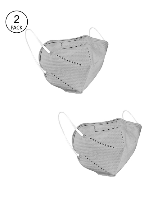 

OOMPH Unisex Pack Of 2 Grey Solid 5-Ply Reusable Anti-Pollution KN95 Face Masks