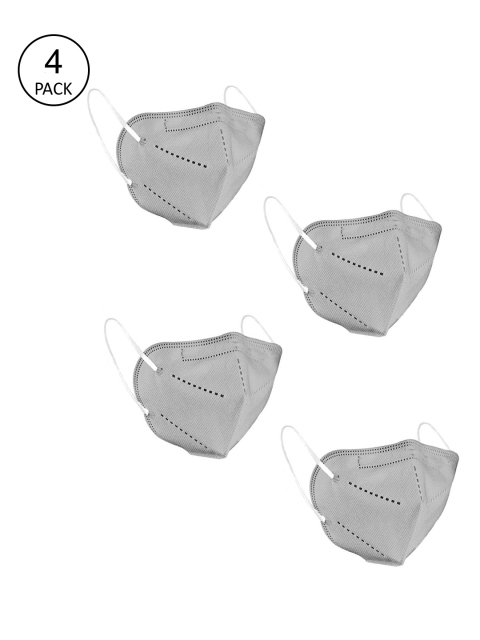 

OOMPH Unisex Pack Of 4 Grey Solid 5-Ply Reusable Anti-Pollution KN95 Face Masks