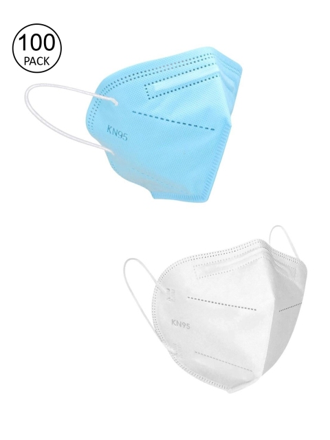 

OOMPH Unisex Pack Of 100 Solid 5-Ply Anti-Pollution Reusable K95 Masks, Blue