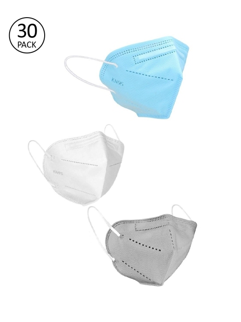

OOMPH Unisex Pack Of 30 Solid 5-Ply Anti-Pollution Reusable K95 Masks, Blue