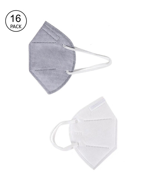 

OOMPH Unisex Pack Of 15 Solid 5-Ply Reusable Anti-Pollution KN95 Face Masks, Grey