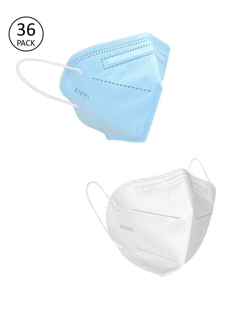 OOMPH Unisex Pack Of 36 Solid 5-Ply Reusable Anti-Pollution KN95 Masks, Blue