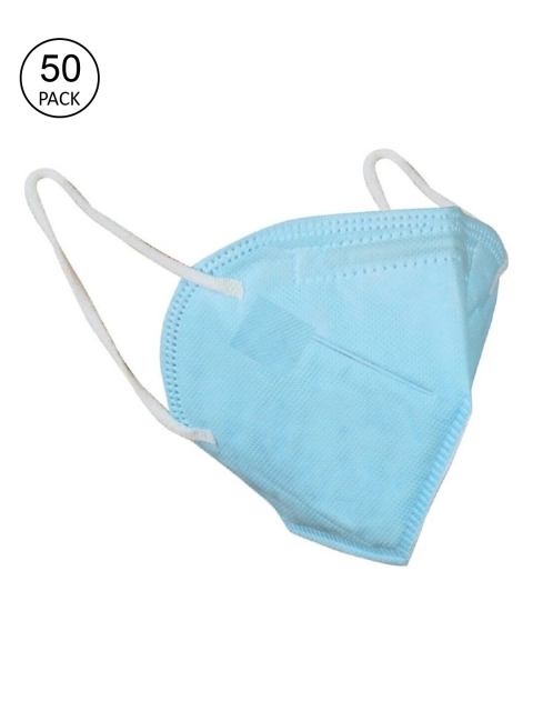 

OOMPH Unisex Pack Of 50 Blue Solid 5-Ply Reusable Anti-Pollution KN95 Face Masks