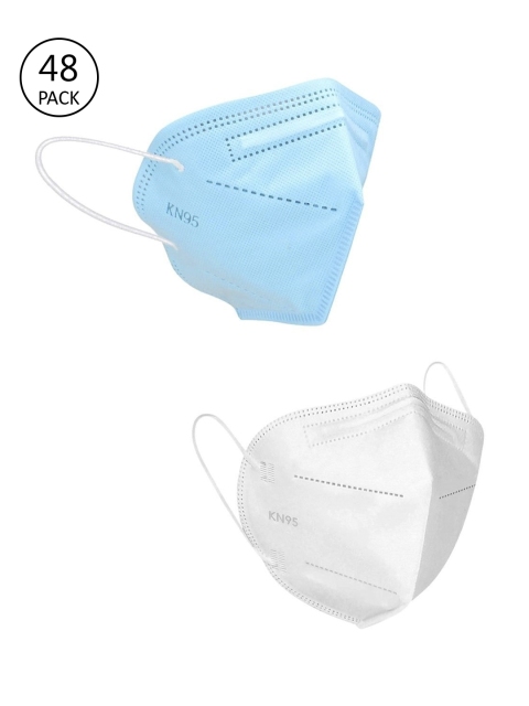 

OOMPH Unisex Pack Of 48 Solid 5-Ply Anti-Pollution Reusable K95 Masks, Blue