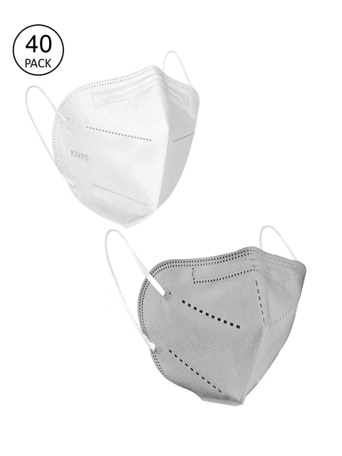 

OOMPH Unisex Pack Of 40 5-Ply Reusable Anti-Pollution KN95 Face Masks, Grey