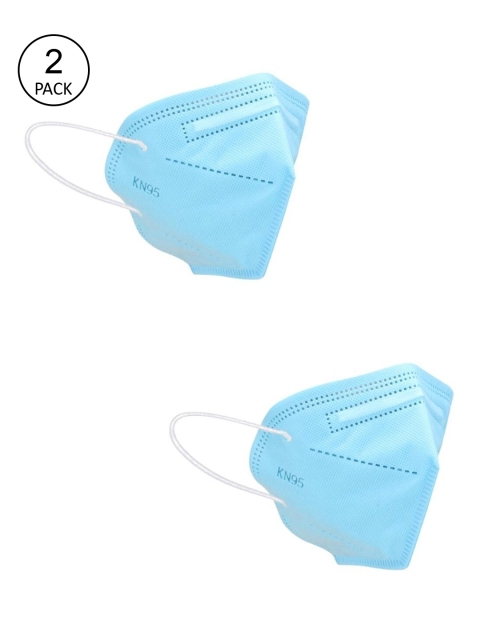 

OOMPH Unisex Pack Of 2 Blue Solid 5-Ply Reusable Anti-Pollution KN95 Face Masks