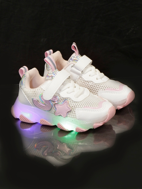 

PASSION PETALS Kids White Woven Design PU Sneakers