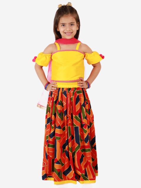 

KID1 Girls Yellow & Red Ready to Wear Lehenga & Blouse With Net Dupatta