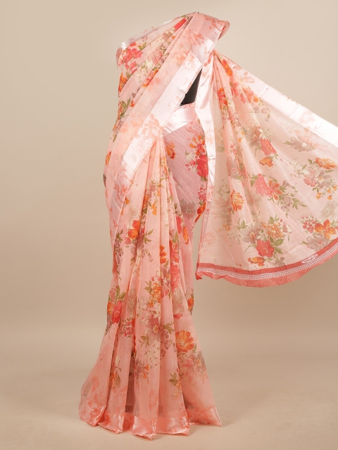 

Pothys Peach-Coloured & Orange Floral Printed Saree