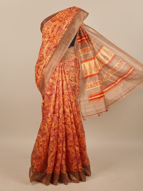 

Pothys Orange & Red Floral Printed Saree