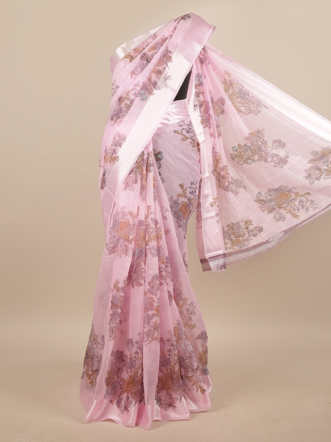 

Pothys Pink & Beige Floral Printed Saree