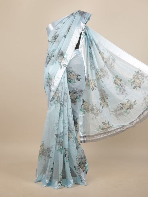 

Pothys Blue & Grey Floral Printed Saree