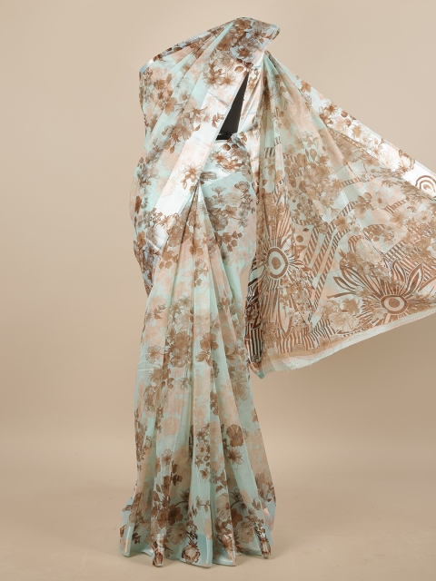 

Pothys Green & Brown Floral Printed Saree
