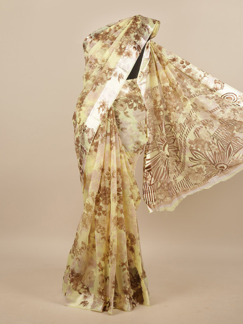 

Pothys Yellow & Brown Floral Printed Saree