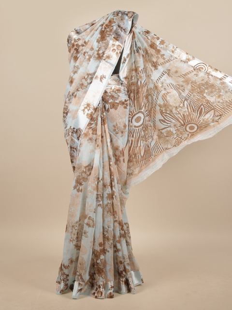 

Pothys Blue & Brown Floral Saree