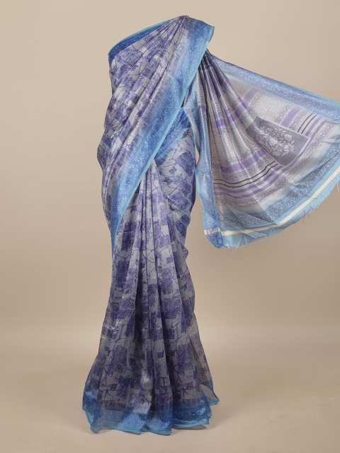 

Pothys Blue & Violet Abstract Printed Saree