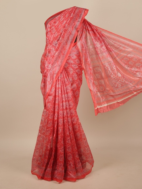 

Pothys Pink & White Ethnic Motifs Printed Saree