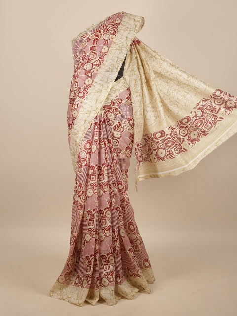 

Pothys Maroon & Beige Abstract Printed Saree