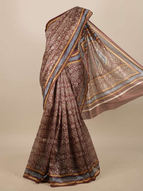 

Pothys Brown & Blue Ethnic Motifs Printed Saree