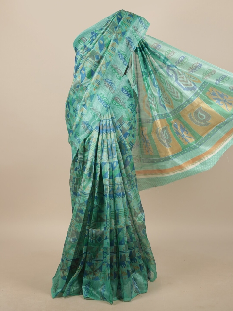 

Pothys Green & Blue Geometric Printed Saree