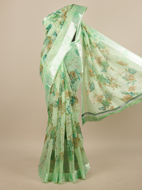 

Pothys Green & Brown Floral Printed Saree