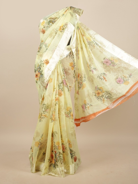 

Pothys Yellow & Red Floral Printed Zari Saree