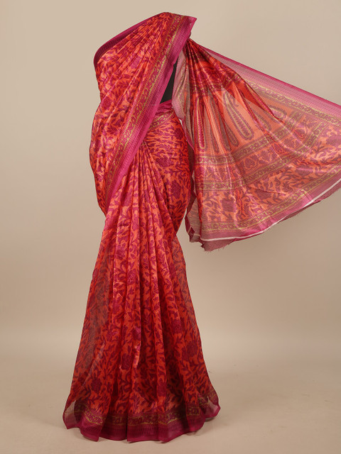 

Pothys Pink & Orange Floral Printed Saree