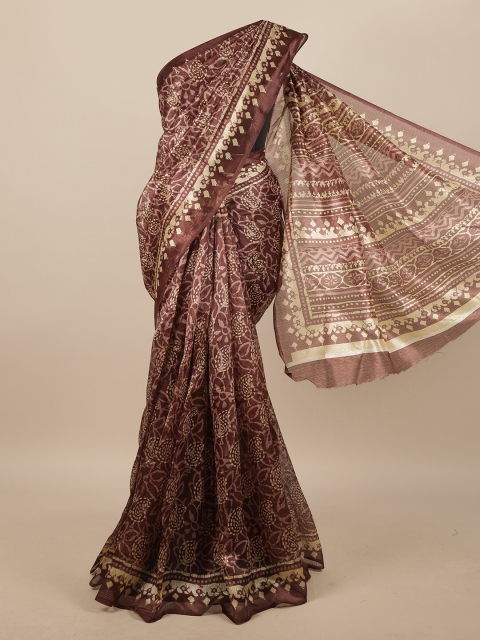 

Pothys Brown & Beige Batik Saree