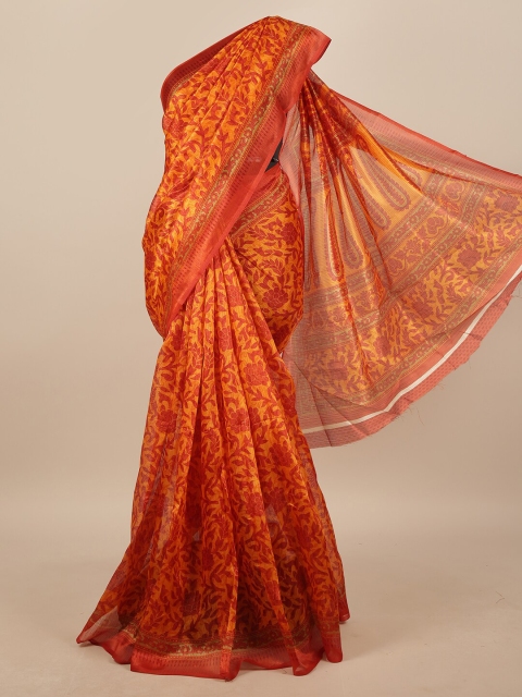 

Pothys Mustard & Red Floral Saree