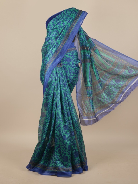 

Pothys Green & Blue Floral Saree