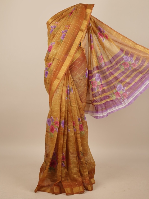 

Pothys Brown & Purple Floral Saree
