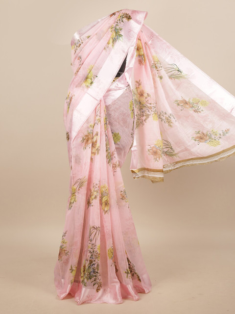 

Pothys Pink & Green Floral Saree