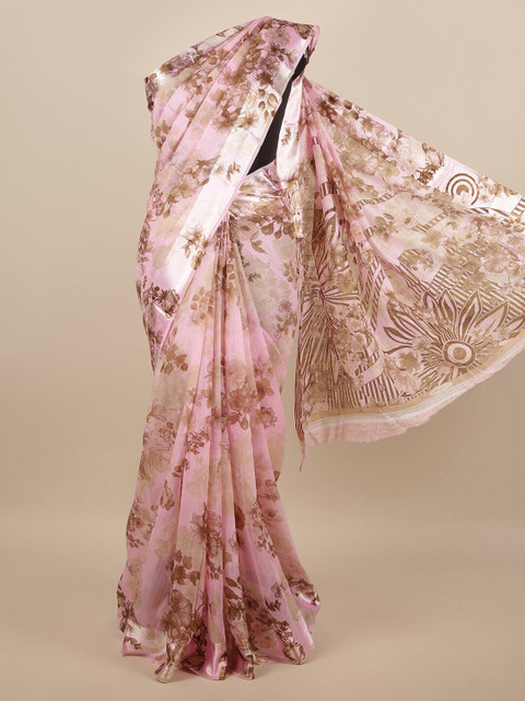 

Pothys Pink Floral Zardozi Saree