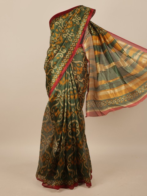 

Pothys Green & Red Ethnic Motifs Saree