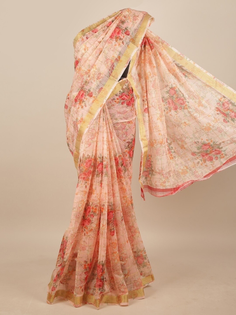 

Pothys Pink & Green Floral Saree