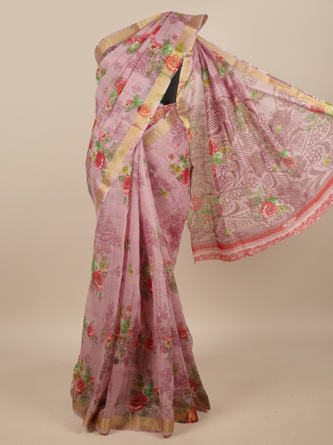 

Pothys Lavender & Green Floral Zari Saree
