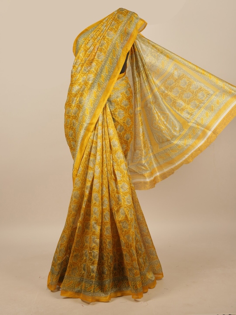 

Pothys Yellow & Grey Ethnic Motifs Saree