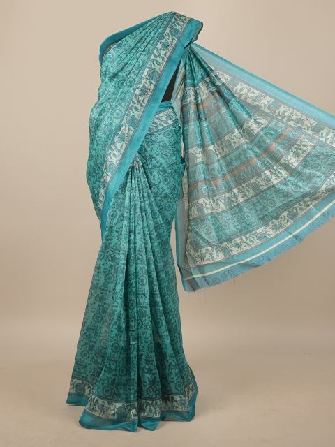 

Pothys Turquoise Blue & White Warli Saree