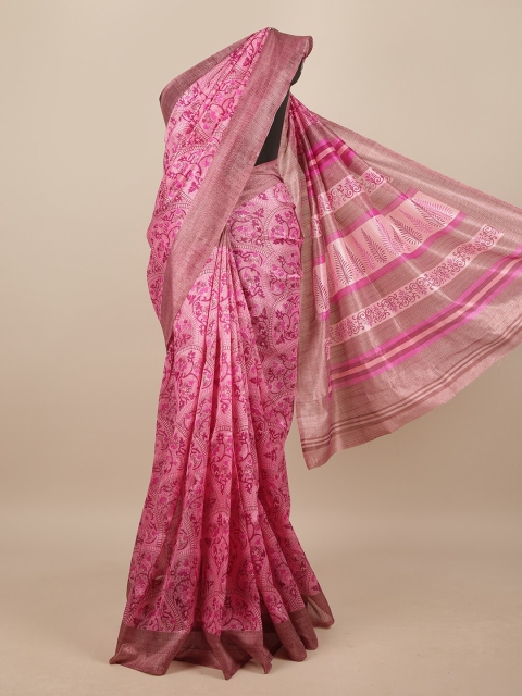 

Pothys Pink & Copper-Toned Ethnic Motifs Saree