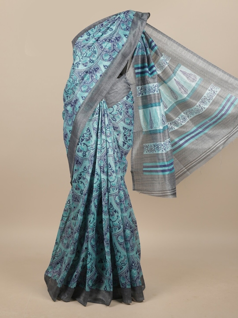 

Pothys Blue & Grey Ethnic Motifs Saree