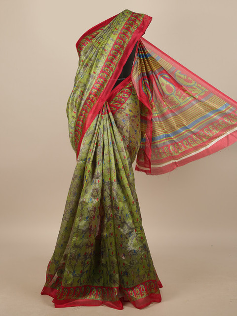 

Pothys Green & Red Paisley Saree
