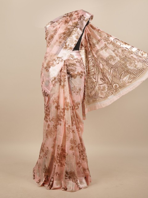 

Pothys Pink & Brown Floral Saree