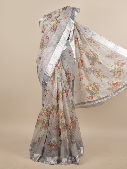 

Pothys Grey & Green Floral Saree